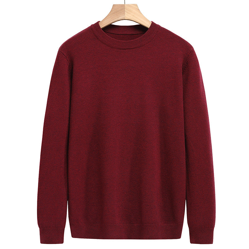 Round Neck Sweater Solid Color Sweater Knit Sweater Men