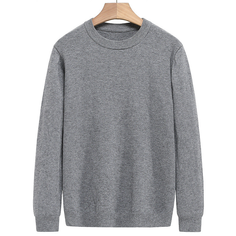 Round Neck Sweater Solid Color Sweater Knit Sweater Men