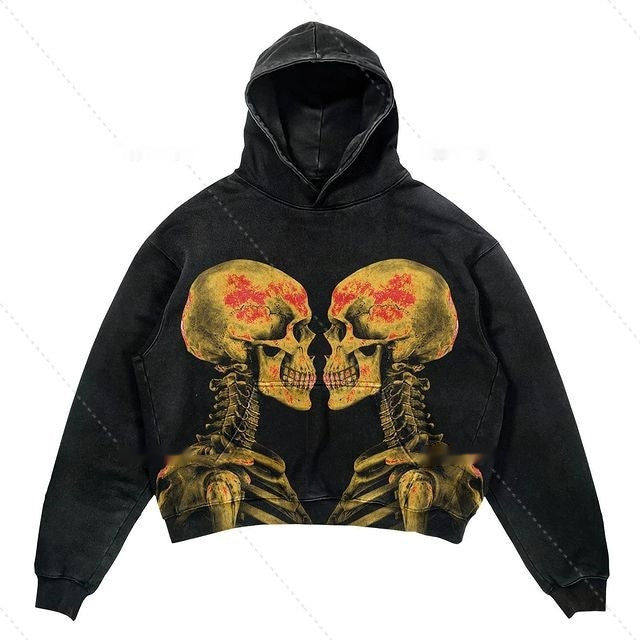 Punk Design Printed Hoodie Fashion Large Gothic Long Sleeve