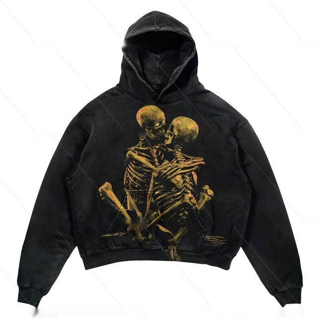 Punk Design Printed Hoodie Fashion Large Gothic Long Sleeve