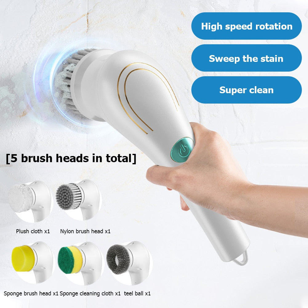 5-in-1 Multifunctional Electric Cleaning Brush Tool USB Charging