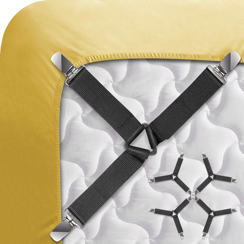 4pcs/set Elastic Bed Sheet Grippers Belt Fastener Bed Sheet Clips Mattress  Cover
